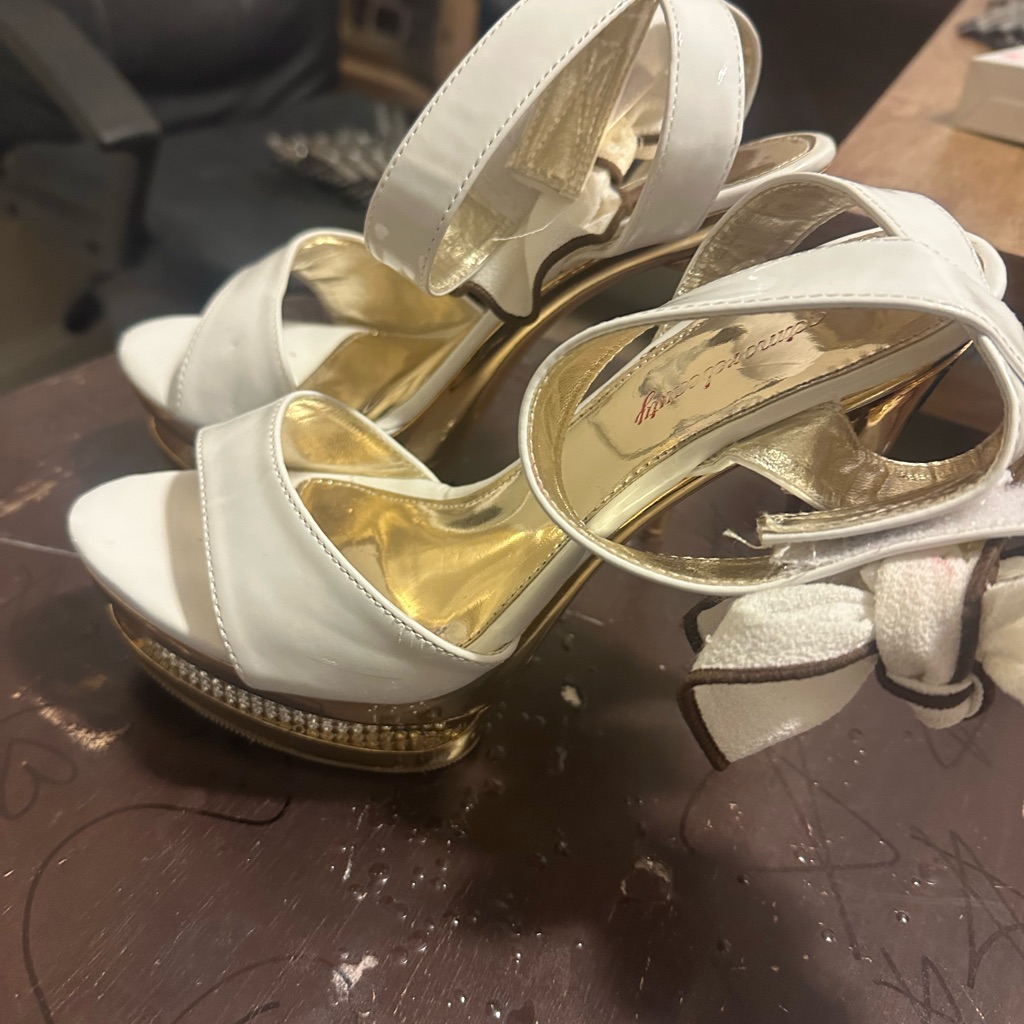 Elegant White And Gold Women's Heels